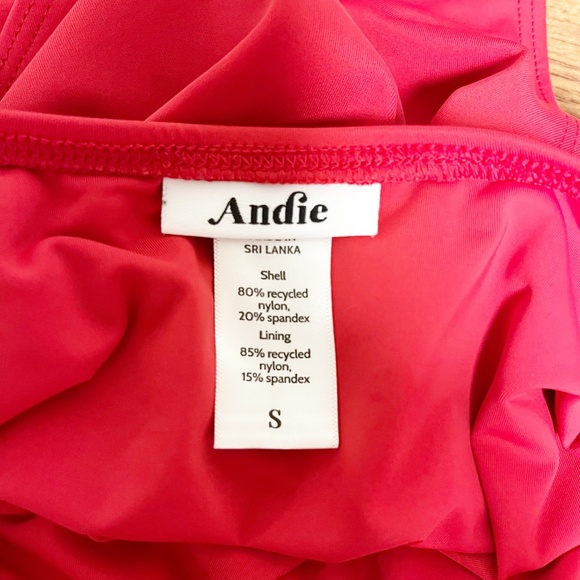 Andie Tulum One Piece Swimsuit Size S Cherry Red Scoop Neck - Picture 10 of 13